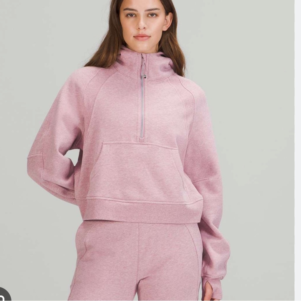 Lululemon Oversized Scuba Half Zip Hoodie Heathered Pink Taupe size XS/S